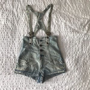 Miss Sixty Hi waisted booty shorts with suspenders